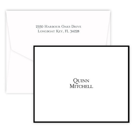 Isaac Bordered Folded Note Cards - Raised Ink